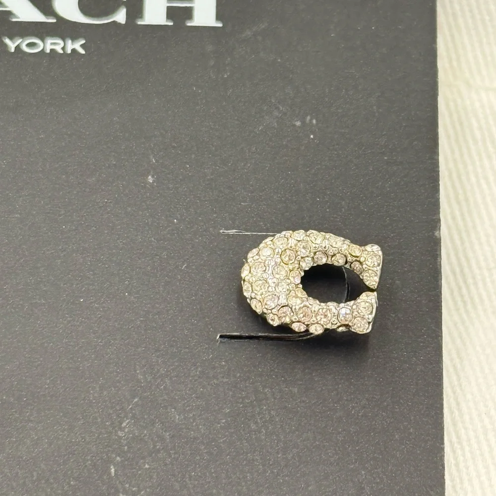 Coach Crystal Pavé 'C' Stud Earrings in Silver-Tone - Picture 2 of 4